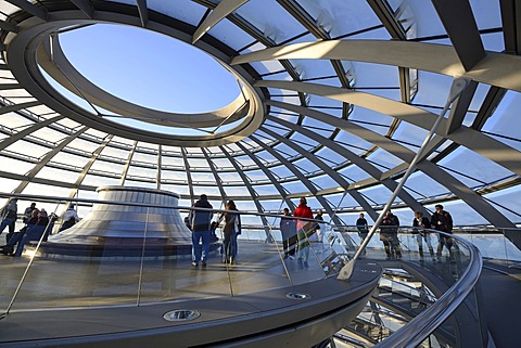 Upper open end of the dome of the Reichstag building, architect Sir Norman Foster, Berlin, Germany, Europe