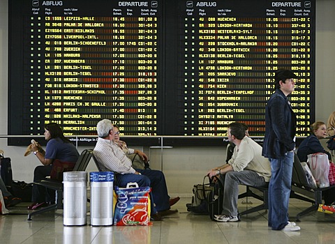 Cologne Bonn Airport, display, departure, terminal 1, North Rhine-Westphalia, Germany