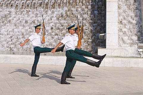 Guards at the Monument of the Independence of Turkmenistan, Ashgabat, Kazakhstan, Central Asia