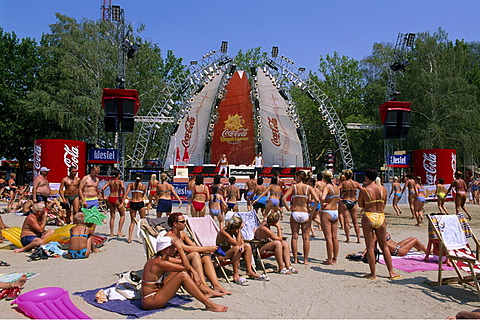 Coca Cola Beach in Siofok at Lake Balaton, Hungary, Europe