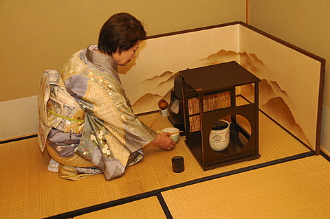 Tea ceremony in a private teahouse in Iwakura in Kyoto, Japan