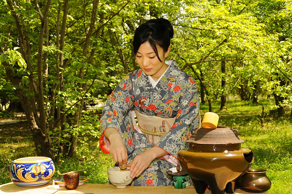 Outdoor tea ceremony in Kyoto, Japan, Asia