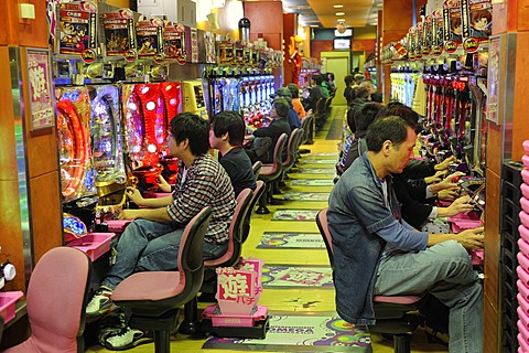 Pachinko, gambling devices, giant amusement arcade with slot machines, the most popular gambling game in Japan, Kyoto, East Asia, Asia