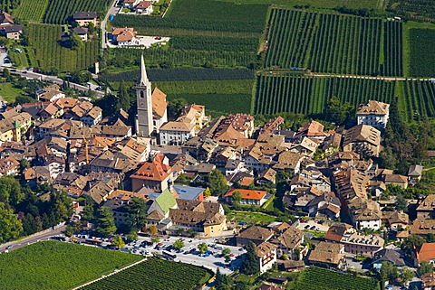 Aerial view of a village, Kaltern, province of Bolzano-Bozen, Italy, Europe