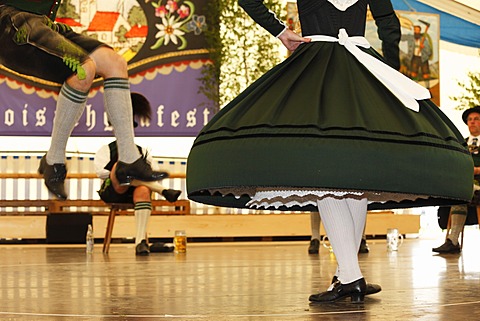 Schuhplattler, traditional folk dancers, 83rd Loisachgaufest in Neufahrn near Egling, Upper Bavaria, Bavaria, Germany, Europe