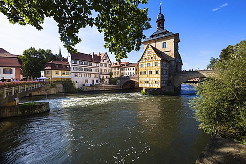 The old town hall on the Regnitz river, Bamberg, Franconia, Bavaria, Germany, Europe