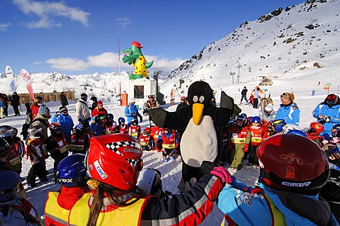 Children's ski school, Idalp, Snow Sports Academy, Ischgl ski resort, Tyrol, Austria, Europe