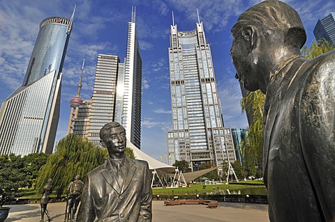 Statues in the Lujiazui Park, Oriental Pearl Tower, Pudong, Shanghai, China, Asia