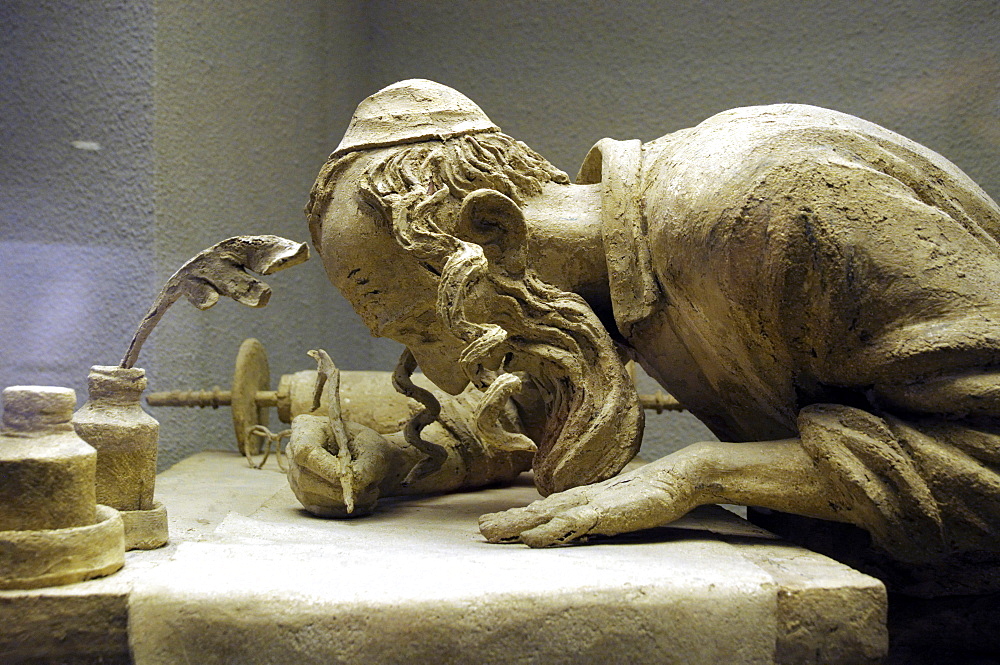 Orthodox Jew writing a Torah scroll, sculpture at the Diaspora Museum, Beth Hatefutsoth, Tel Aviv, Israel, Middle East