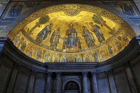 Interior view, mosaic, Basilica San Paolo fuori le Mura, Basilica of Saint Paul Outside the Walls, Rome, Italy, Europe