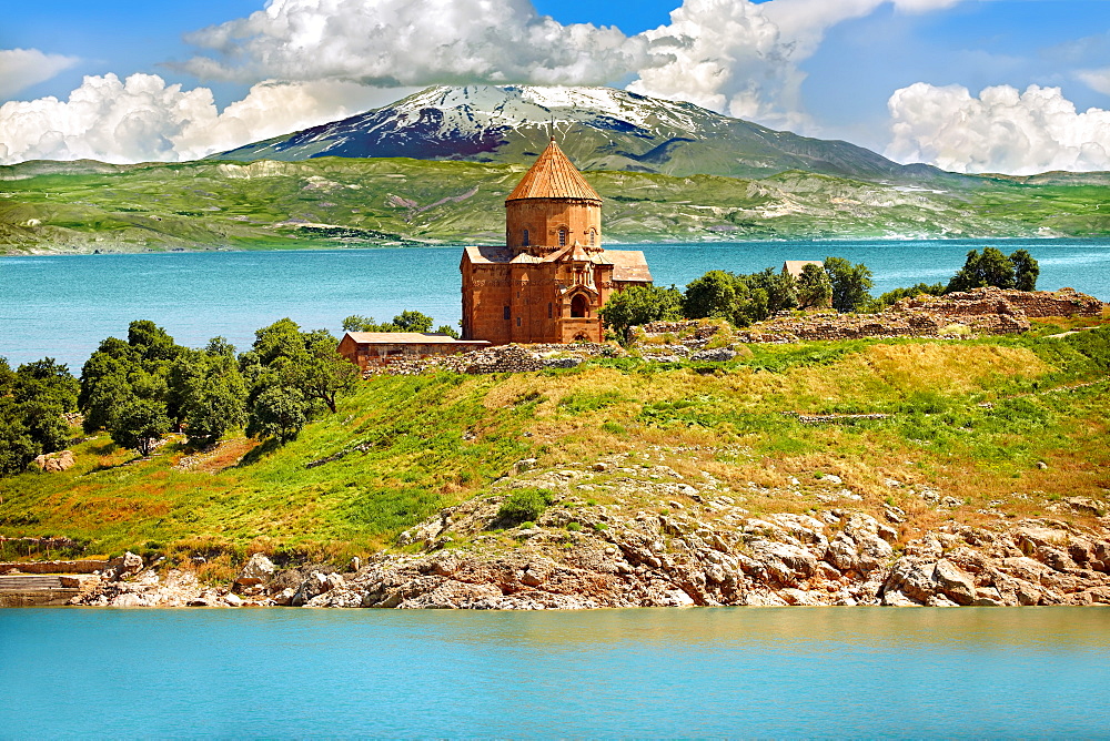 10th century Armenian Orthodox Cathedral of the Holy Cross on Akdamar Island, Lake Van, Turkey