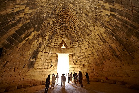 Treasury of Atreus or Tomb of Agamemnon, a "tholos" tomb on the Panagitsa Hill at Mycenae, Peloponnese, Greece, Europe