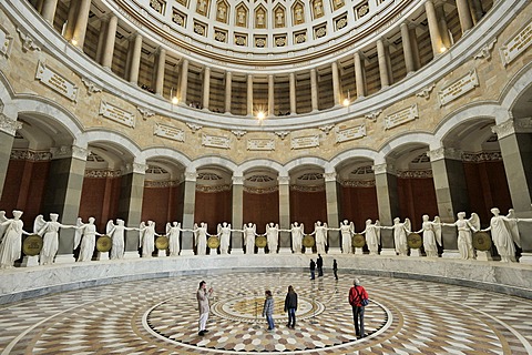 Interior view of Befreiungshalle, Liberation Hall, built by Friedrich von Gaertner and Leo von Klenze, with marble statues of the goddesses of victory by Ludwig Schwanthaler, Michelsberg, Kelheim, Upper Bavaria, Bavaria, Germany, Europe