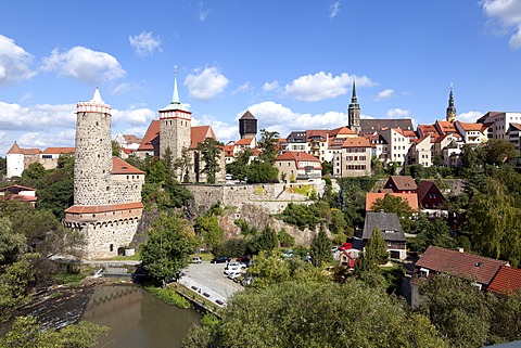 View towards the historic town centre, Bautzen, Budysin, Lusatia, Upper Lusatia, Saxony, Germany, Europe, PublicGround