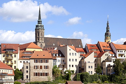 View towards the historic town centre, Bautzen, Budysin, Lusatia, Upper Lusatia, Saxony, Germany, Europe, PublicGround