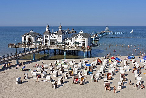 Sellin sea bridge, pier, Ruegen Island, Mecklenburg-Western Pomerania, Germany, Europe