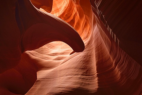 "The Tongue" rock formation, red sandstone of the Moenkopi Formation, colours and structures at Secret Slot Canyon, Page, Navajo Nation Reservation, Arizona, Southwestern USA, USA