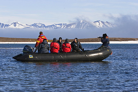 Tourists in Zodiac, Spitsbergen, Norway, Europe