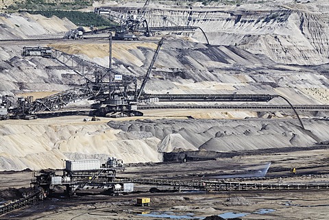 Slag heap, Inden open-cast mining, North Rhine-Westphalia, Germany, Europe