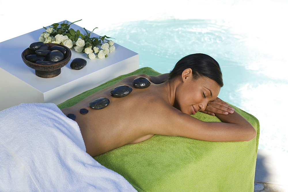 Woman enjoying a wellness and spa treatment, South Africa, Africa