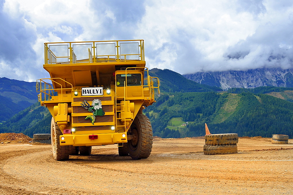 Heavy duty trucks, dump trucks, Hauly, Erzberg mountain at Eisenerz, Styria, Austria, Europe