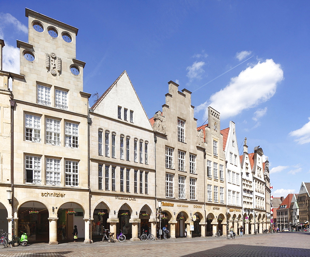 Gabled houses, Prinzipalmarkt, Munster, North Rhine-Westphalia, Germany, Europe