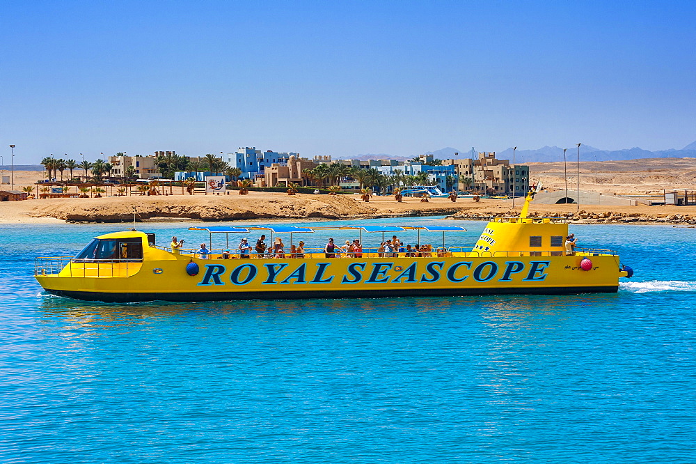 Glass bottom boat, Port Ghalib, Marsa Alam, Red Sea, Egypt, Africa