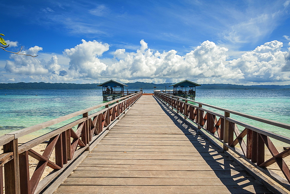 Landing stage, Arborek Island, Raja-Ampat, Western New Guinea, Indonesia, Asia