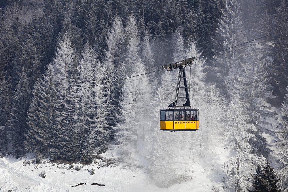 Nebelhornbahn in winter, cableway, Oberstdorf, Allgäu, Bavaria, Germany, Europe