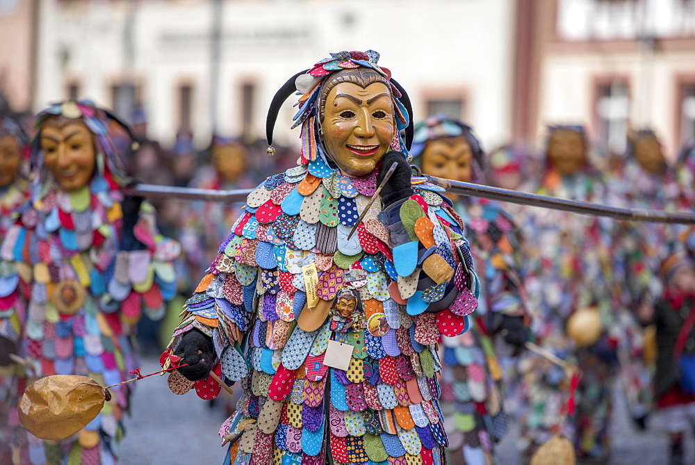 Spättlehansel in the carnival procession, Big Fasendumzug, Alemannic Fasnacht, Gengenbach, Ortenaukreis, Baden-Württemberg, Germany, Europe