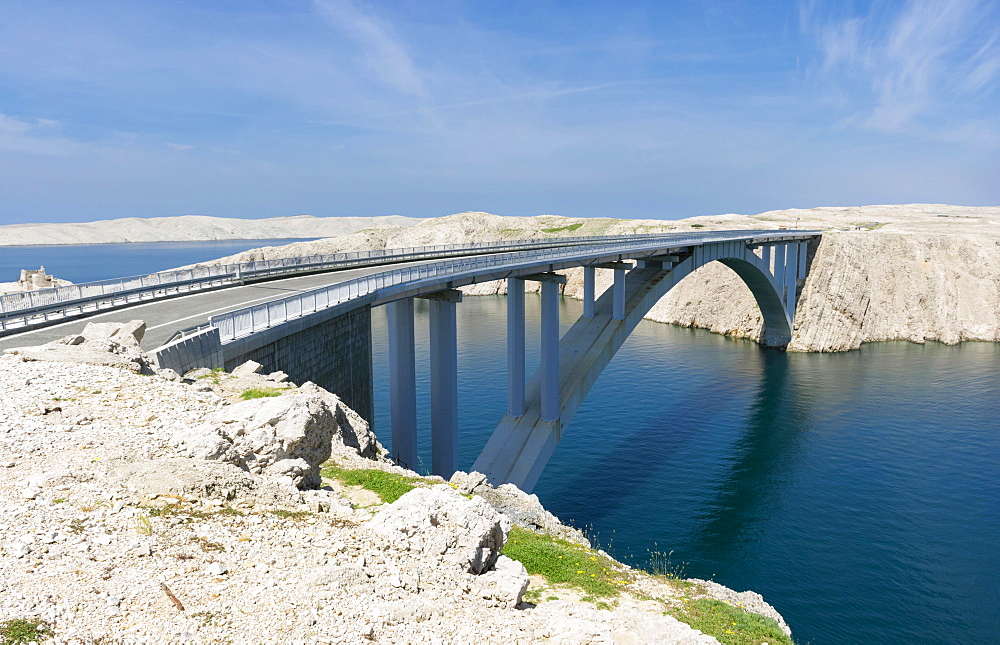 Pag Bridge, Pag Island, Northern Dalmatia, Zadar County, Croatia, Europe