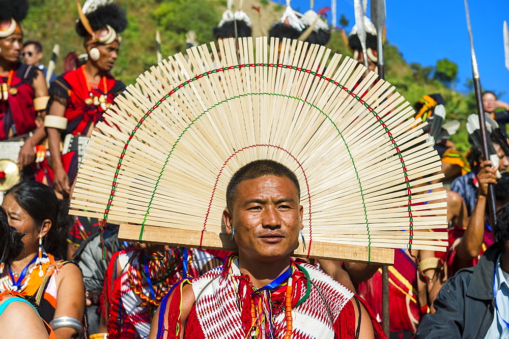 Tribesman at the Hornbill Festival, Kohima, Nagaland, India, Asia