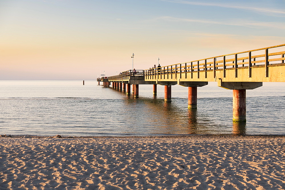 Pier and beach in Prerow, Baltic Sea, Darss, Mecklenburg-Western Pomerania, Germany, Europe