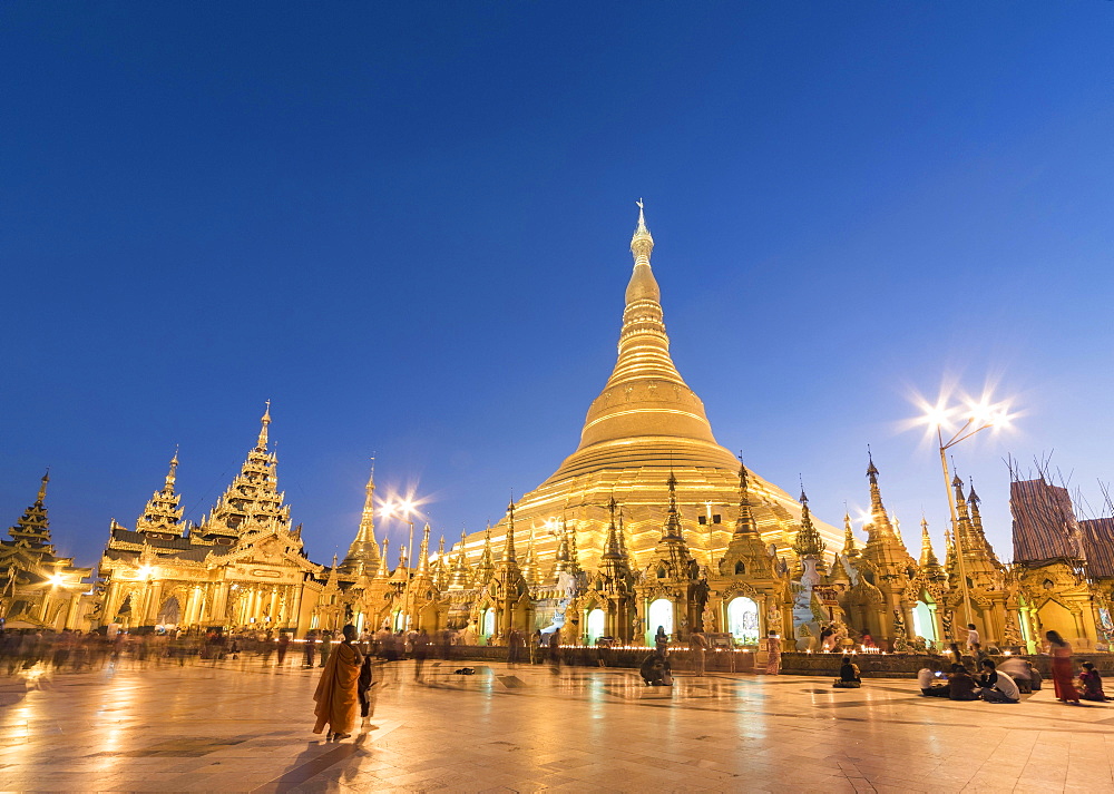 Shwedagon Pagoda at night, Yangon, Rangoon, Myanmar, Asia