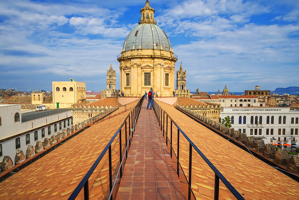 On the roof of the Palermo Cathedral, Palermo, Sicily, Italy, Europe