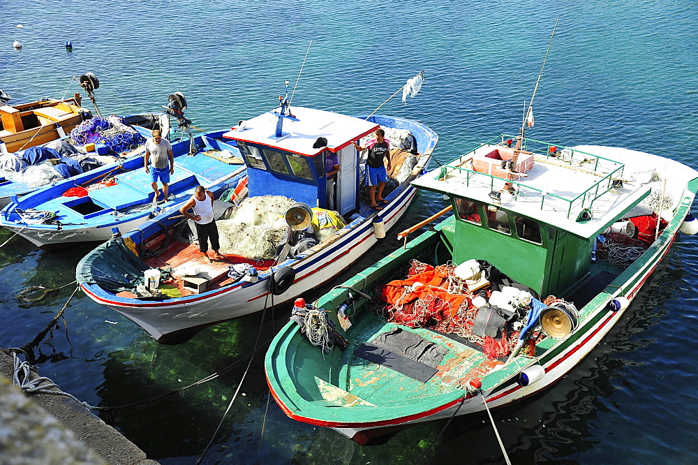 Port with fishing boats, Gallipoli, Apulia, Italy, Europe