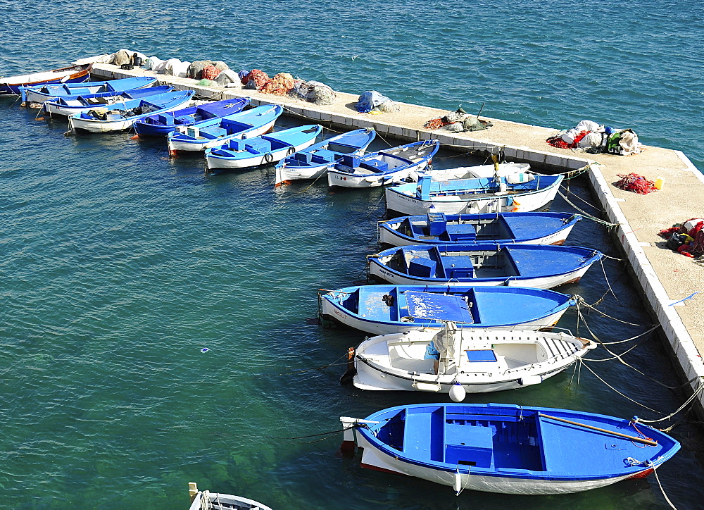 Port with fishing boats, Gallipoli, Apulia, Italy, Europe