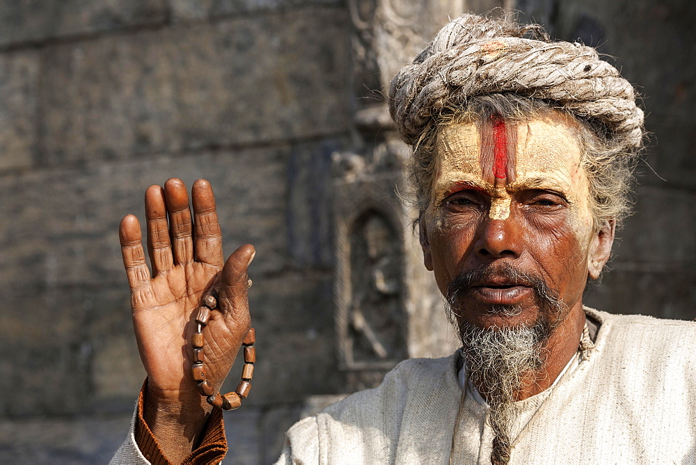 Sadhu, painted face, portrait, Pashupatinath, Kathmandu, Nepal, Asia