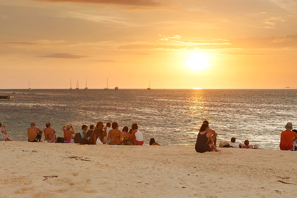 People watching the sunset on Ko Lipe or Koh Lipe island, Tarutao National Marine Park, Thailand, Asia