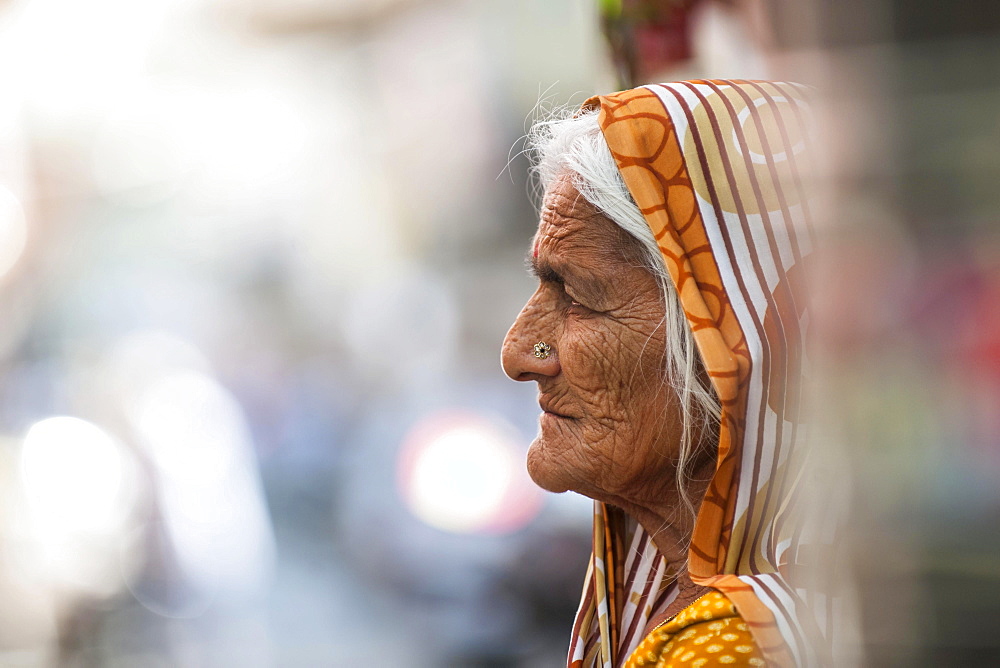Elderly woman, portrait, Udaipur, Rajasthan, India, Asia