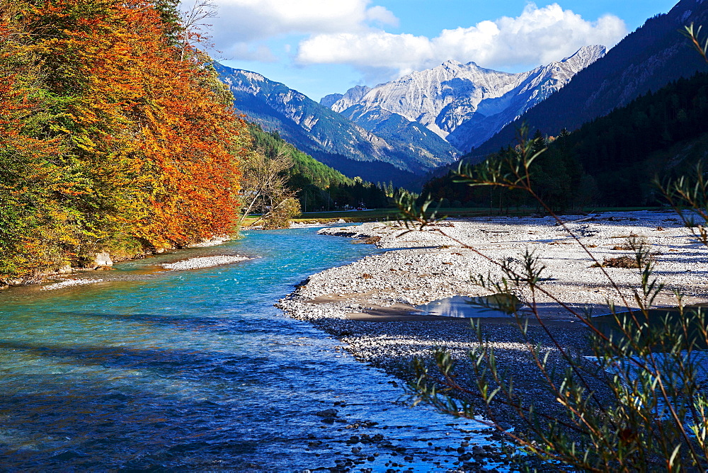 Isar river at Vorderriss, Lenggries, Bavaria, Germany, Europe