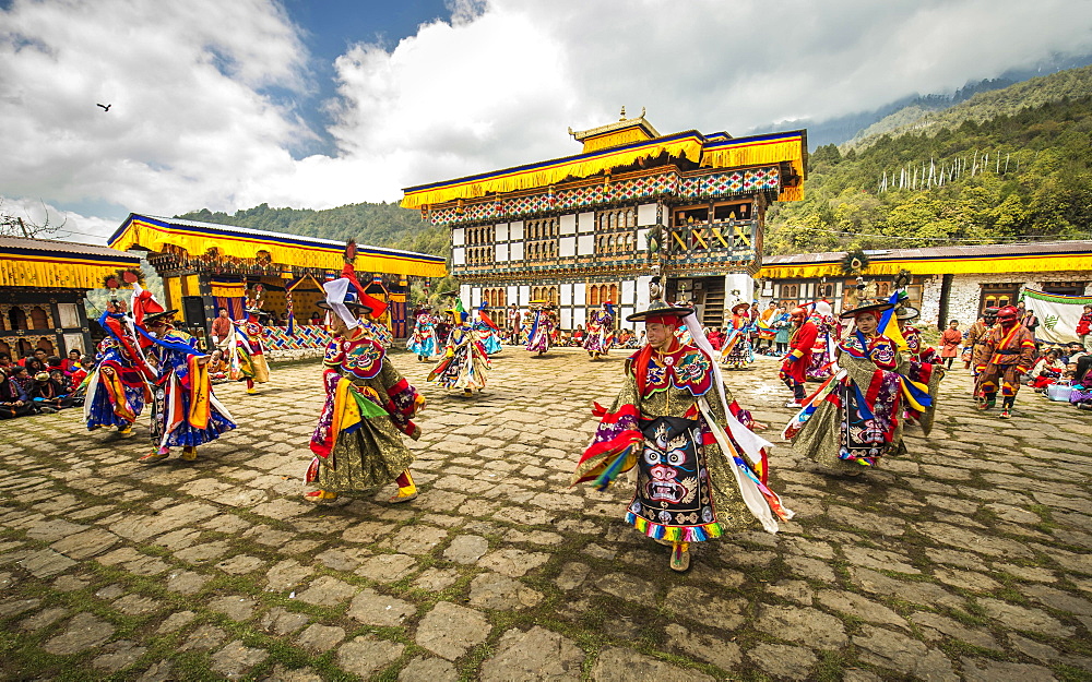 Dancer at Mask Dance, Religious Tsechu Monastery Festival, Gasa Tshechu Festival, Gasa District, Himalaya Region, Kingdom of Bhutan