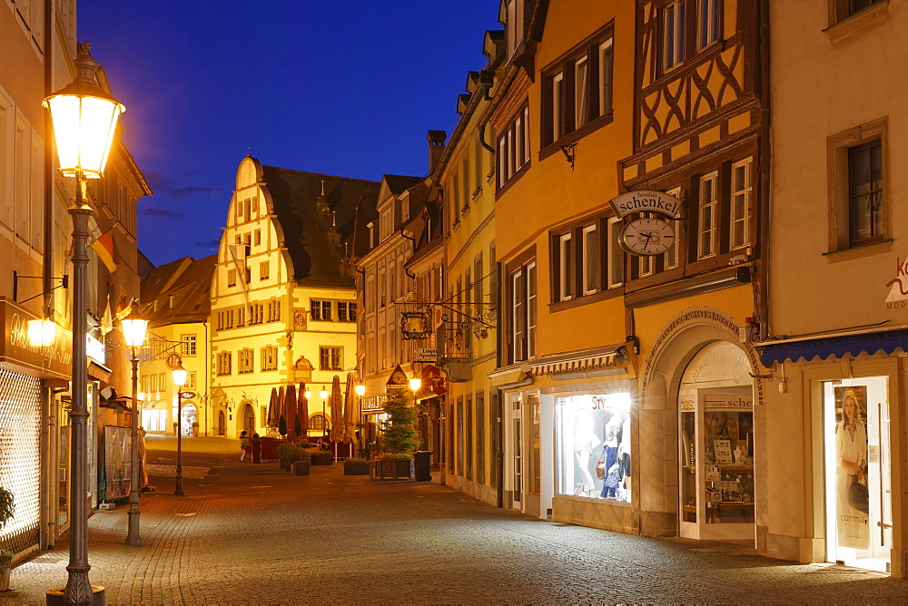 Market street with town hall, historic centre, Kitzingen, Mainfranken, Lower Franconia, Franconia, Bavaria, Germany, Europe