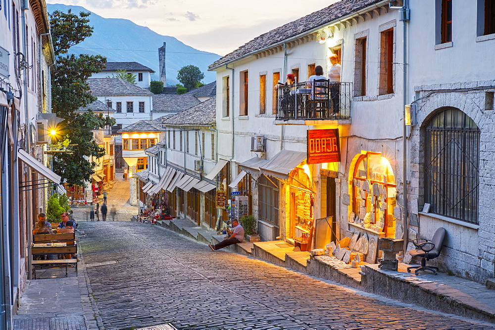 Bazaar district, Qafa e Pazarit, Old Town, Gjirokastra, Gjirokastër, Albania, Europe