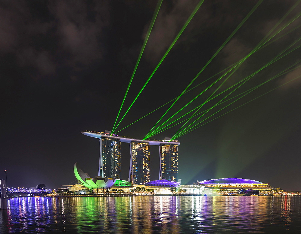 Laser show at the Marina Bay Sands Hotel, Singapore, Asia