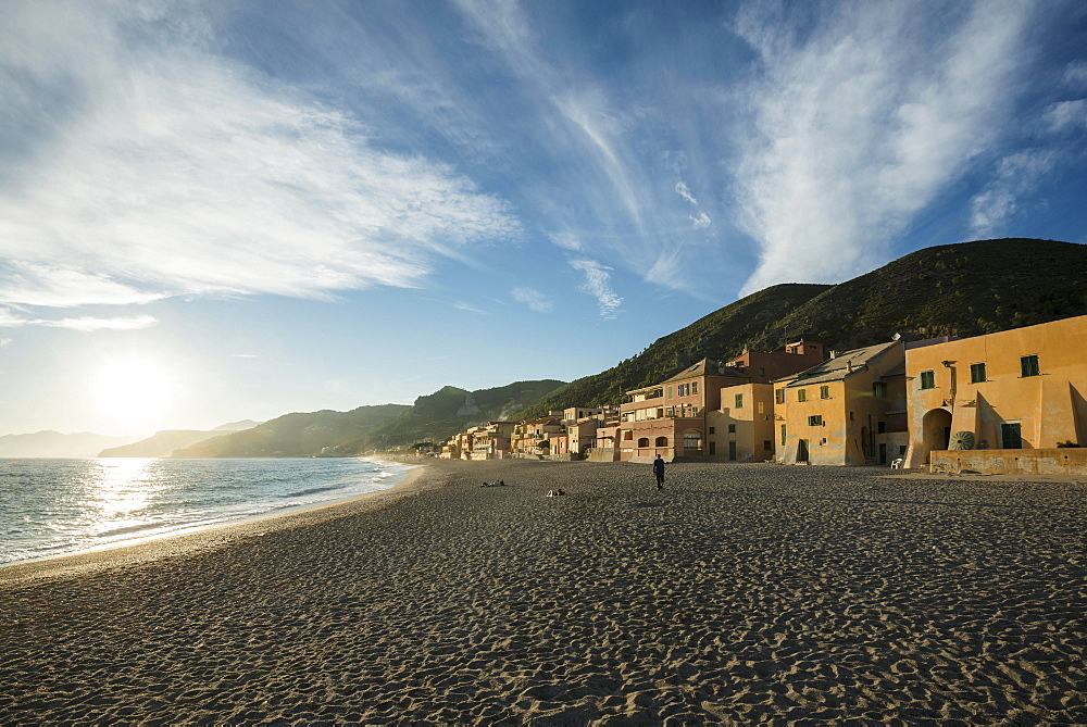 Typical houses on the beach, Varigotti, Finale Ligure, Riviera di Ponente, Liguria, Italy, Europe