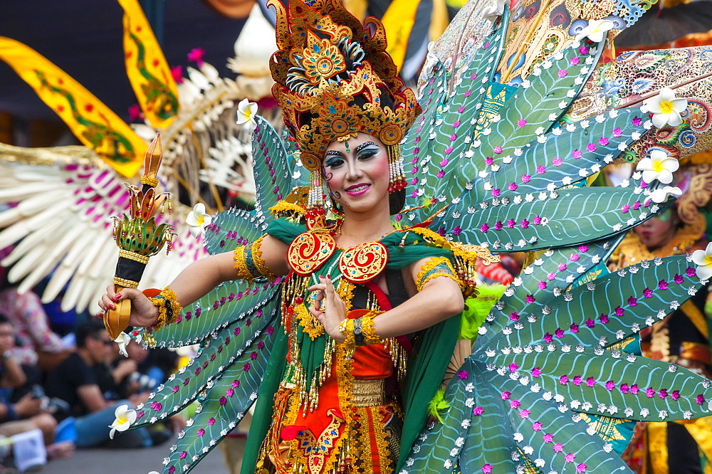 Elaborate costume at the Jember Fashion Festival, East Java, Indonesia, Asia