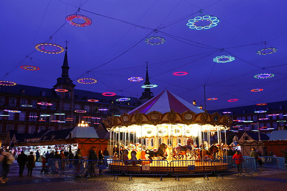 Christmas Market, Plaza Mayor, Madrid, Spain, Europe