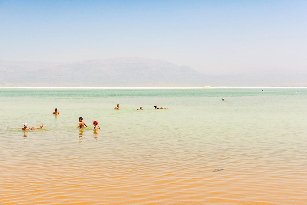 People bathing in the Dead Sea, Ein Bokek Beach, Dead Sea, Kalia Beach, Israel, Asia