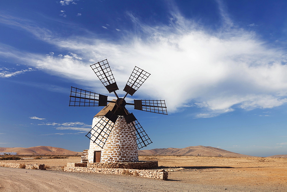 Molina de Tefia windmill, Tefia, Fuerteventura, Canary Islands, Spain, Europe